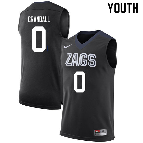 Youth Gonzaga Bulldogs #0 Geno Crandall College Basketball Jerseys Sale-Black - Click Image to Close